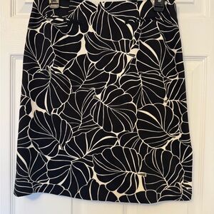 Talbots Black and White Leaf Print Skirt
